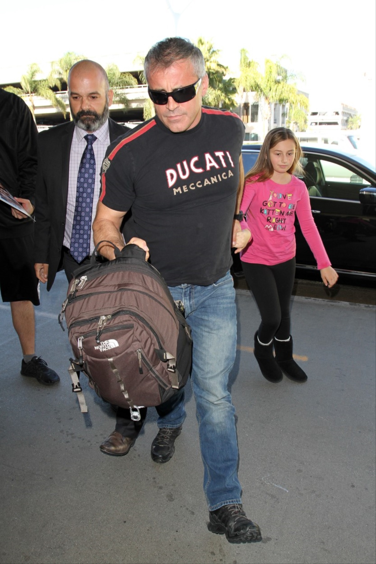 Matt LeBlanc arrives at LAX for a Friday night flight with his daughter Matt LeBlanc