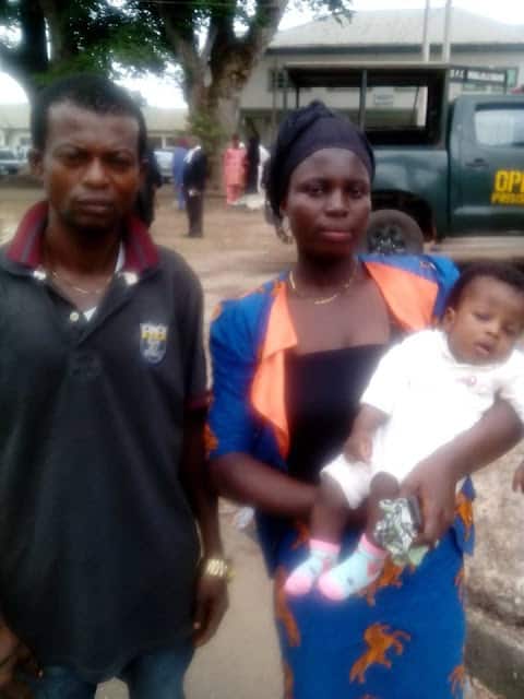 Mr and Mrs Ike with their baby boy