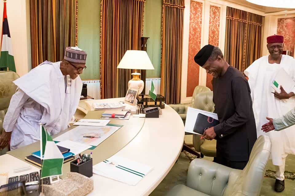 Osinbajo Briefs Buhari In His Office As He Resumes