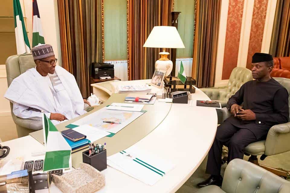 Osinbajo Briefs Buhari In His Office As He Resumes