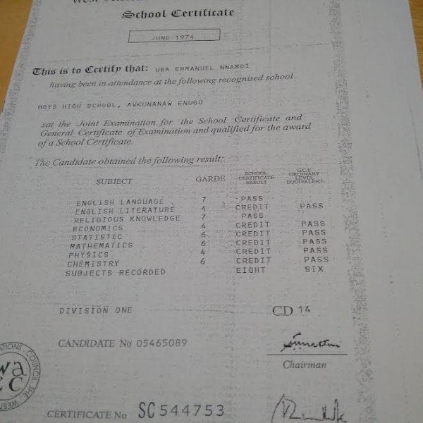  The WAEC certificate alleged to be forged