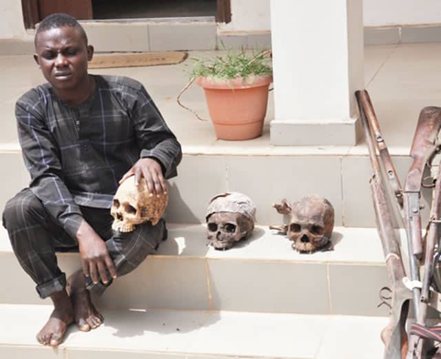 A tailor was caught with three skulls in Ilorin.