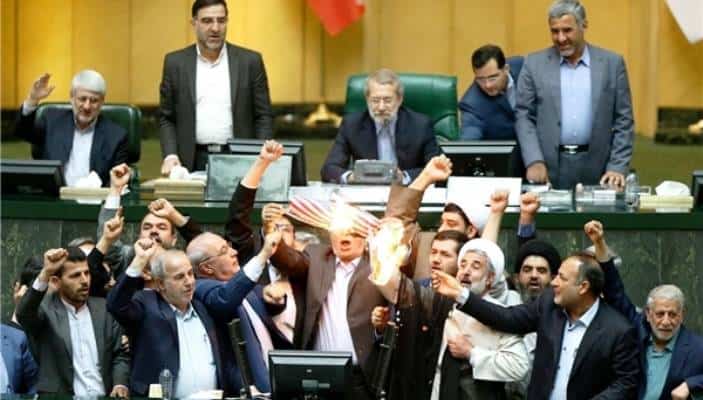 Iran Parliament Burn US Flag Over Withdrawal From Nuclear Deal