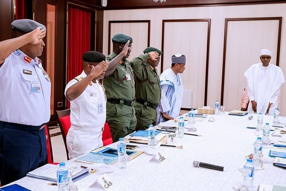 President Buhari Meets Security Chiefs In Aso Villa