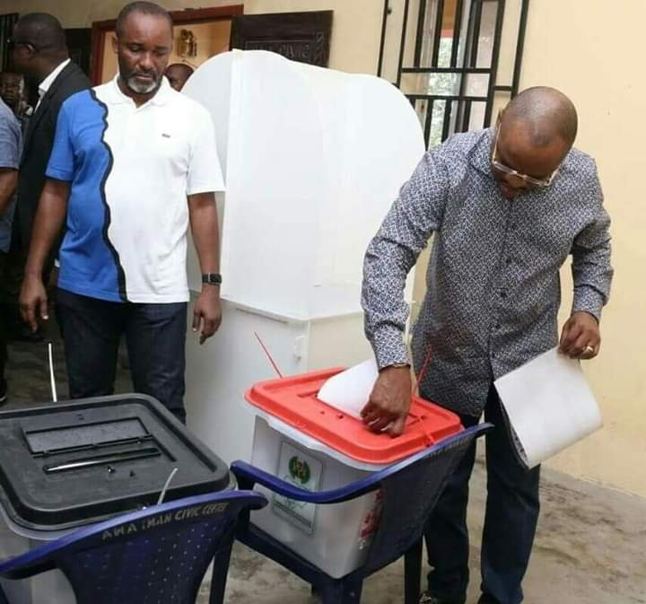 Governor Udom, Wife Cast Their Votes In Akwa Ibom (Photos)