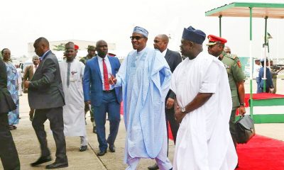 See Epic Photo Of How Ambode's Children Welcomed Buhari In Lagos