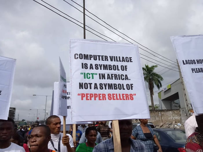 Protesters, traders, Computer Village