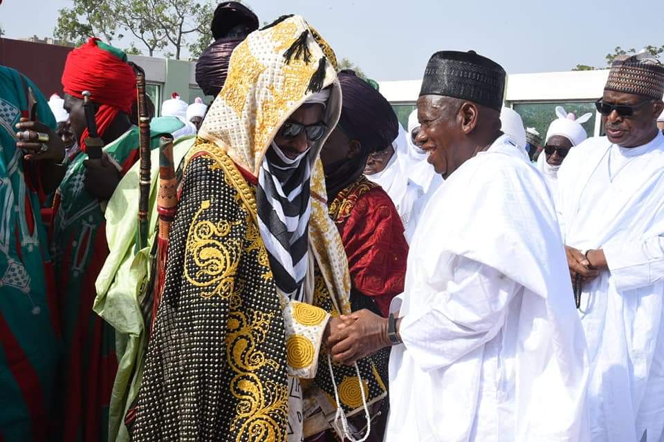 Eid Mubarak: See Emir Sanusi's Reaction On Meeting Ganduje (Photo)