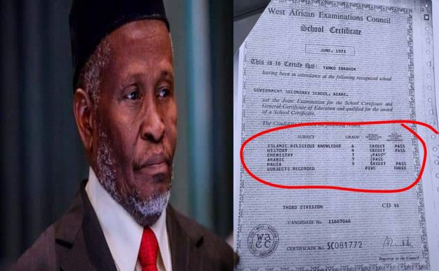 Breakdown Of CJN Tanko Muhammad’s WAEC Result