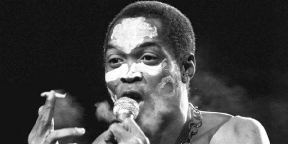 Fela Anikulapo Ransome-Kuti at a concert in Paris on September 13, 1986 © Laurent Rebours / AP / SIPA