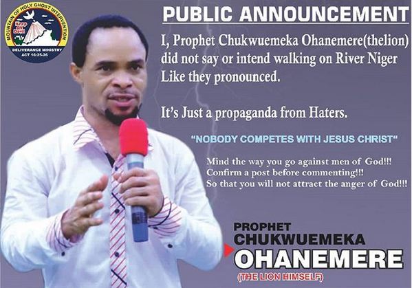 Prophet Odumeje Breaks Silence On Plans To Walk On Water