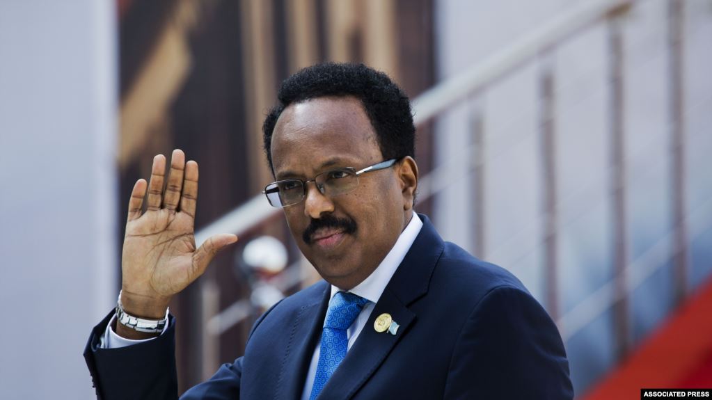 Somali President Mohamed Abdullahi Mohamed at the investiture ceremony of Cyril Ramaphosa at the Loftus Versfeld stadium in Pretoria, South Africa, Saturday May 25, 2019.