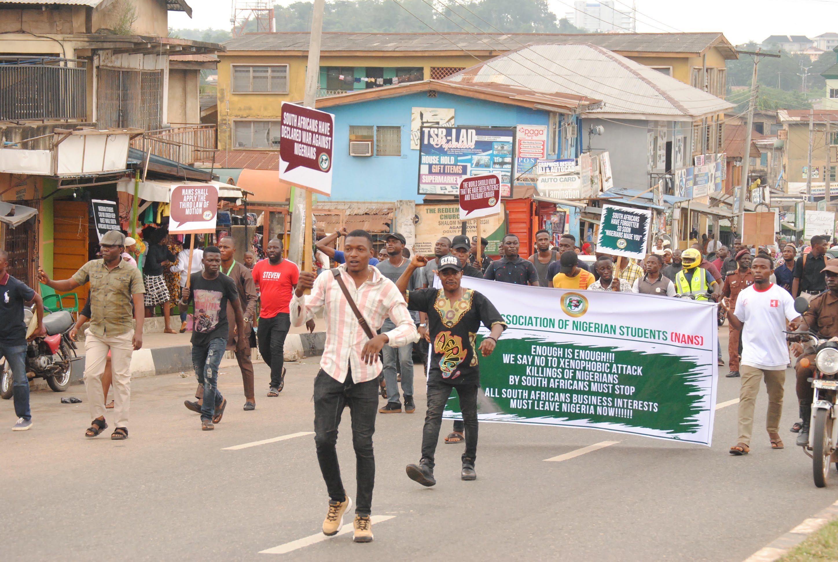 Image result for nigerians protest xenophobia at shoprite ogun state images