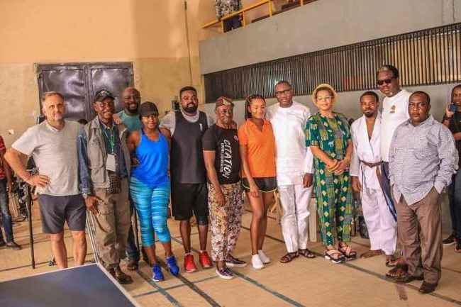 Femi Otedola and Family on Movie Set