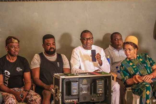 Femi Otedola and Family on Movie Set