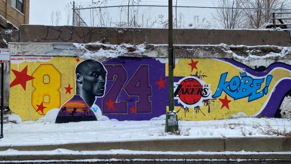 Mural in honor of Kobe Bryant, not far from the United Center in Chicago, where the 2020 NBA All-Star Weekend is being held.