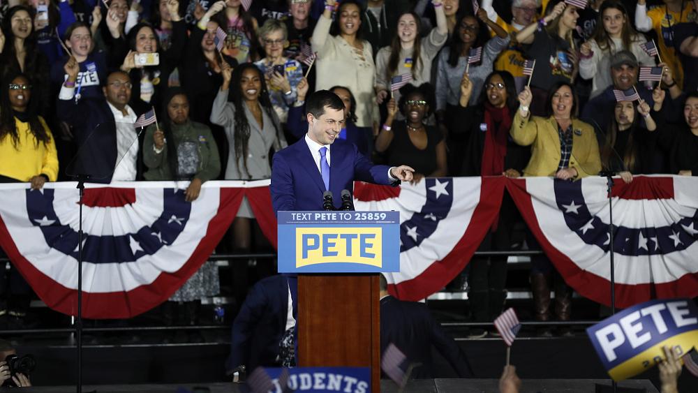 Pete Buttigieg in front of his supporters in Des Moines, Iowa. - All rights reservedAP Photo / Charlie Neibergall-Charlie Neibergall