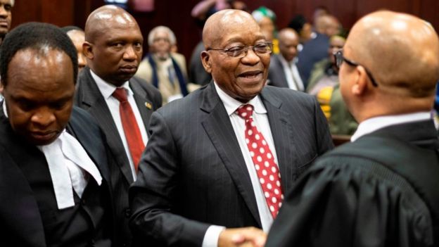 President Zuma leaving the Durban Court of First Instance on June 8, 2018.