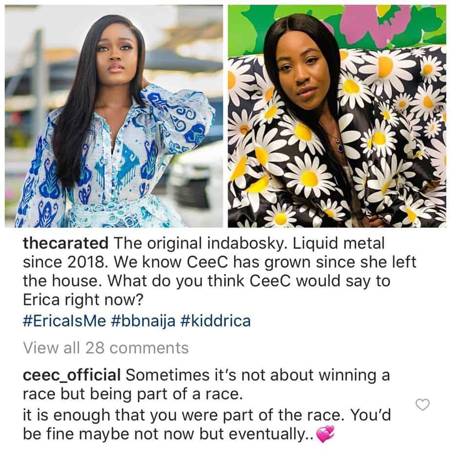 Ex-BBNaija Star Cee C Reacts To Erica's Disqualification From  Big Brother