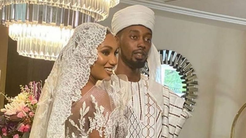 Fatima Nuhu Ribadu and her fiancé Aliyu Atiku Abubakar on their wedding day