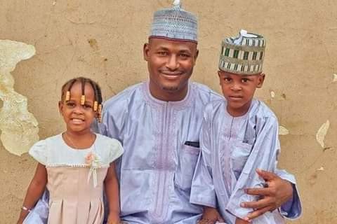 Late Yusuf and Zahra'u pictured with their father, Ibrahim Haruna Aminu