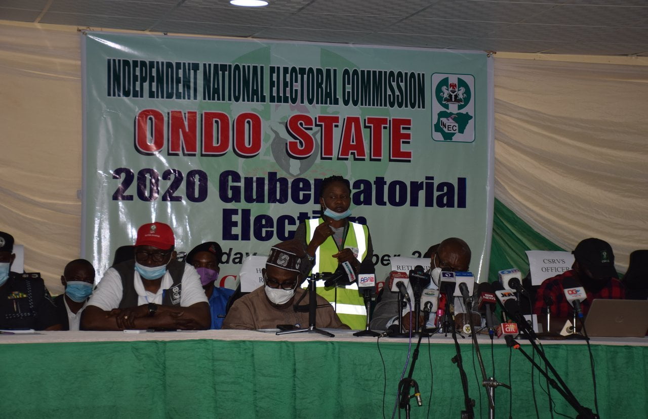 Ondo State Election Results Announced By INEC As Akeredolu Leads