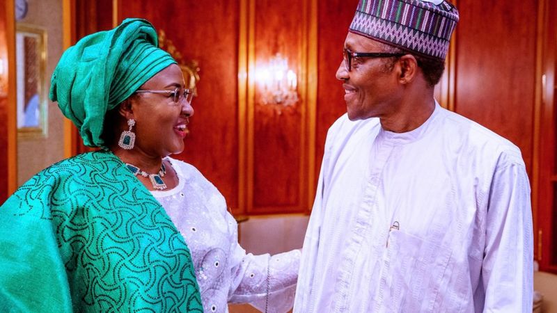 President Muhammadu Buhari and his wife Aisha look at each other in love, as they mark the 60th anniversary of Nigeria's independence.