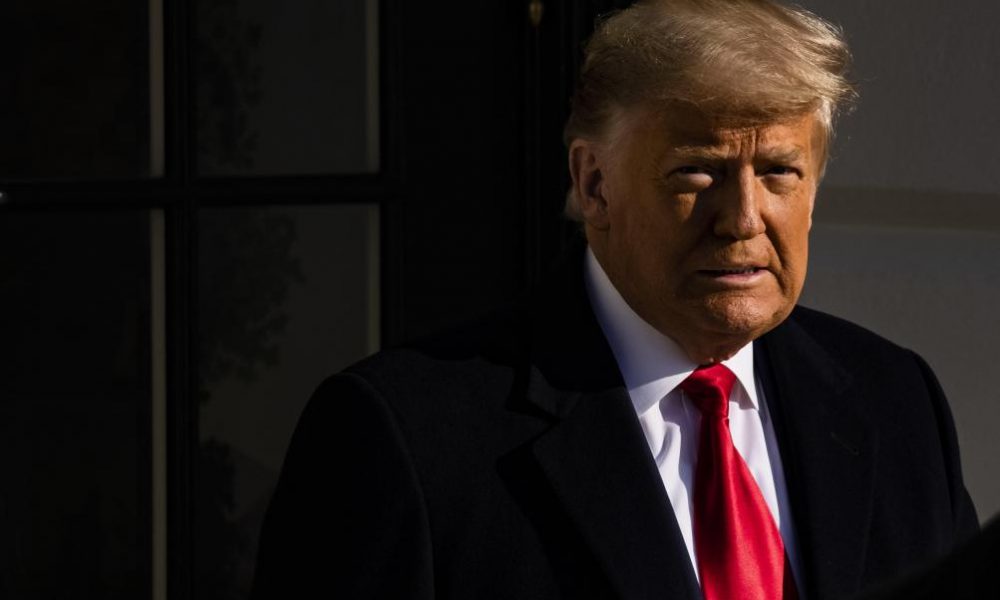 President Donald Trump leaves the White House in Washington, DC, United States, Tuesday, January 12, 2021. The President travels to Alamo, Texas, to visit the border wall between the United States and Mexico. This is the president's first appearance after the insurgency on Capitol Hill by his supporters. - Photo News