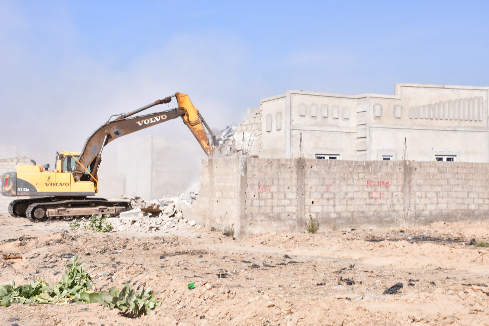 One of the houses destroyed during the demolition exercise.