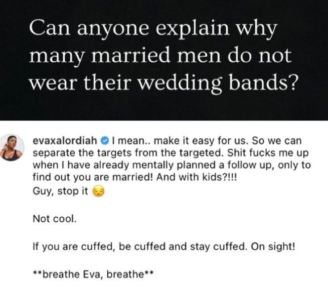 Rapper, Eva Calls Out Married Men Who Don’t Wear Their Wedding Bands