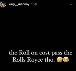 Burna Boy's PA , Manny Reveals The Unknown About His Rolls Royce, Shades Davido Photo