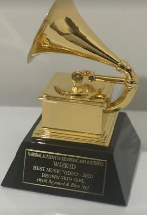 Wizkid Shares Photo Of His Grammy Award Plaque