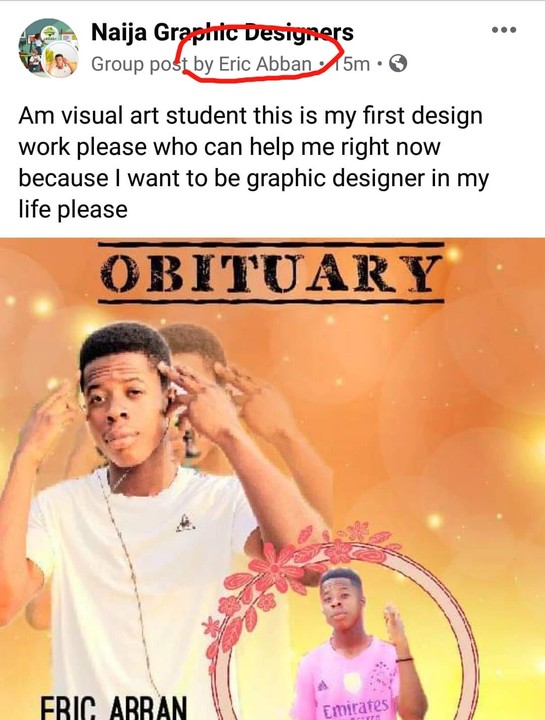 Reactions As Nigerian Graphic Designer Makes An Obituary Of Himself For Advert