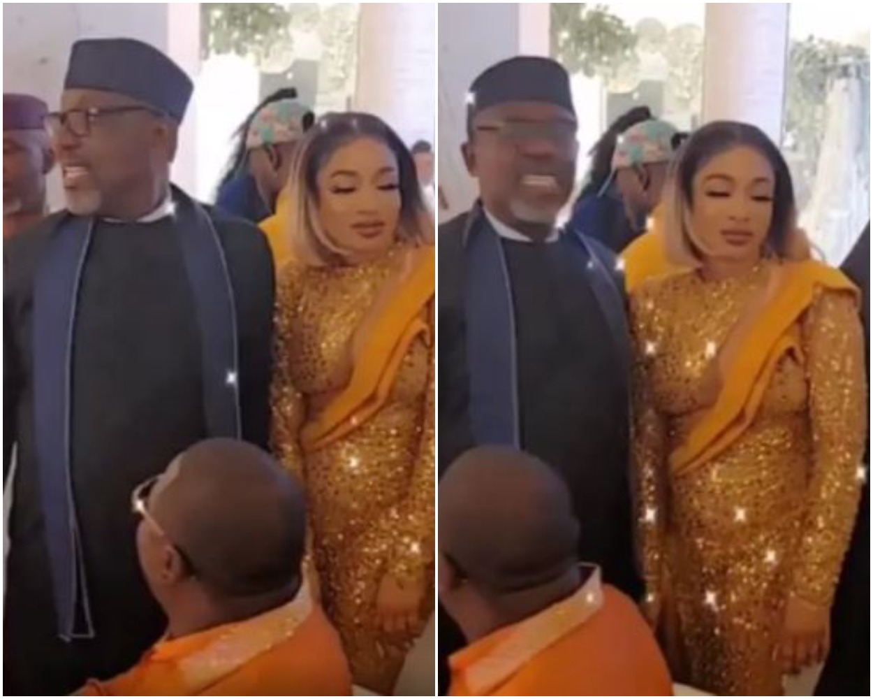 Rochas Okorocha Storms Tonto Dikeh’s Birthday Dinner, Celebrates Her In Style