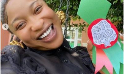 Tonto Dikeh Gets 'No 1 Dad' Badge At Her Son's School