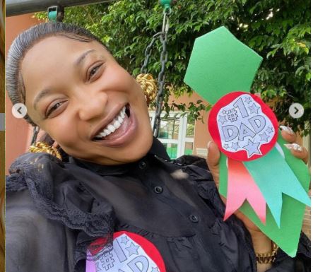 Mixed Reactions As Tonto Dikeh Gets 'No 1 Dad' Badge At Her Son's School