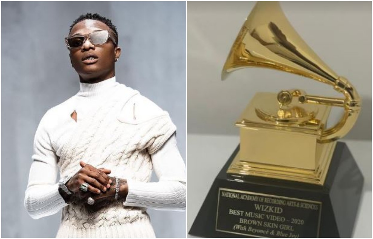 Wizkid Shares Photo Of His Grammy Award Plaque