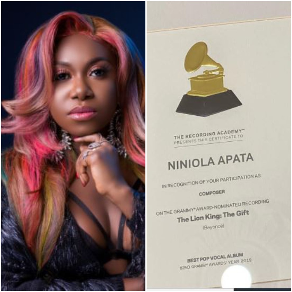 Singer, Niniola Flaunts Her Grammy Awards Certificate |Photos