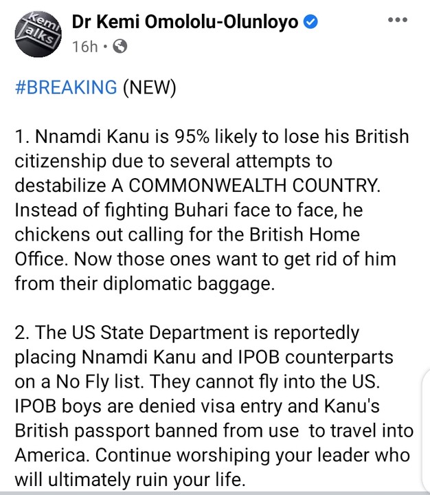 'Nnamdi Kanu To Lose His British Citizenship' 