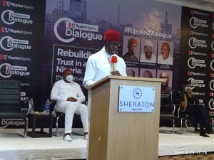 Gov Okowa delivering the keynote address at the Ripples Dialogue