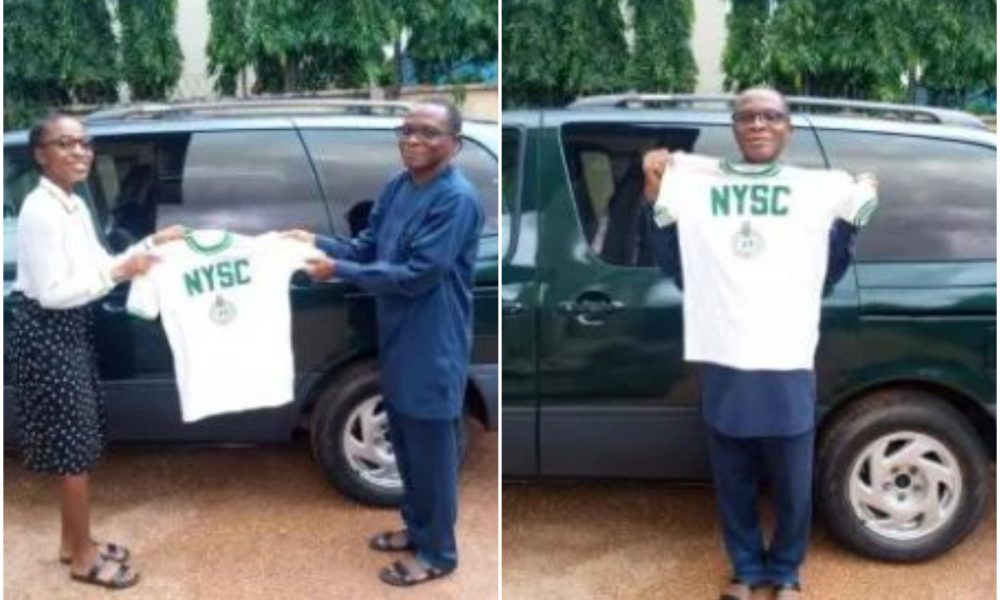 Proud Father Passes Down His 37-Year-Old NYSC Shirt To His Daughter
