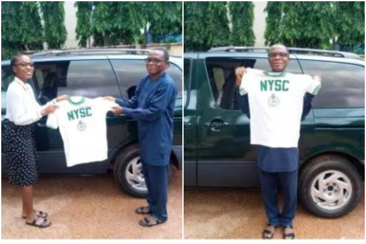 Proud Father Passes Down His 37-Year-Old NYSC Shirt To His Daughter