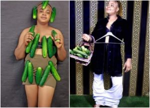 Pretty Lady Makes Special Request To God As She Celebrate Birthday With Big Cucumbers