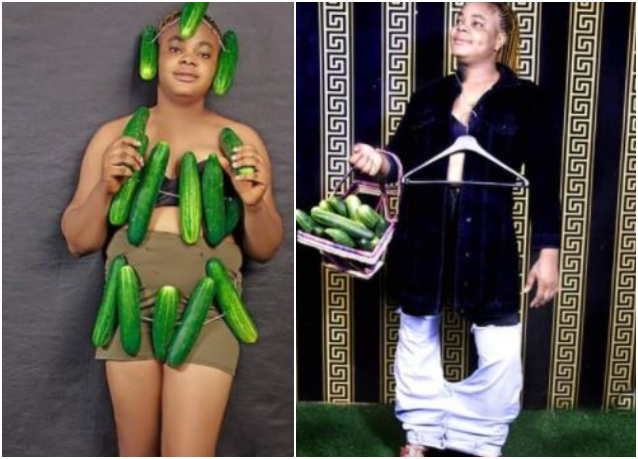 Pretty Lady Makes Special Request To God As She Celebrate Birthday With Big Cucumbers