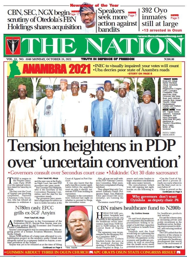 Front Pages Of Nigerian Newspapers Today Monday