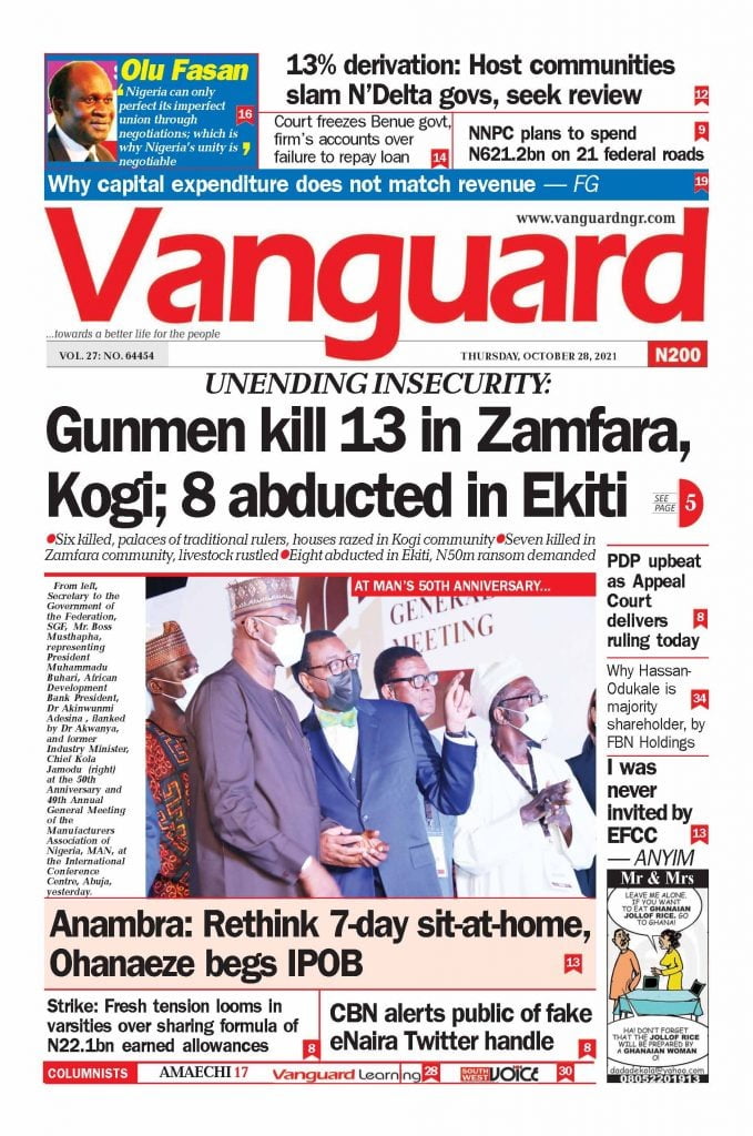 Front Pages Of Nigerian Newspapers Today Wednesday