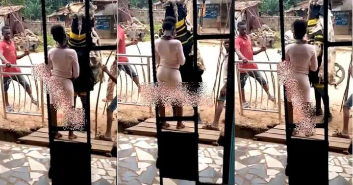 Reactions As Masquerade Is Spotted Wooing A Lady (Video)