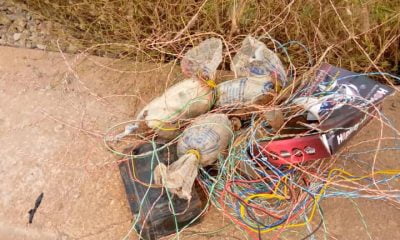 Troops Discover Locally Made Bombs Allegedly Planted In The Middle Of Orlu-Owerri Road By IPOB/ESN Members (Photos)