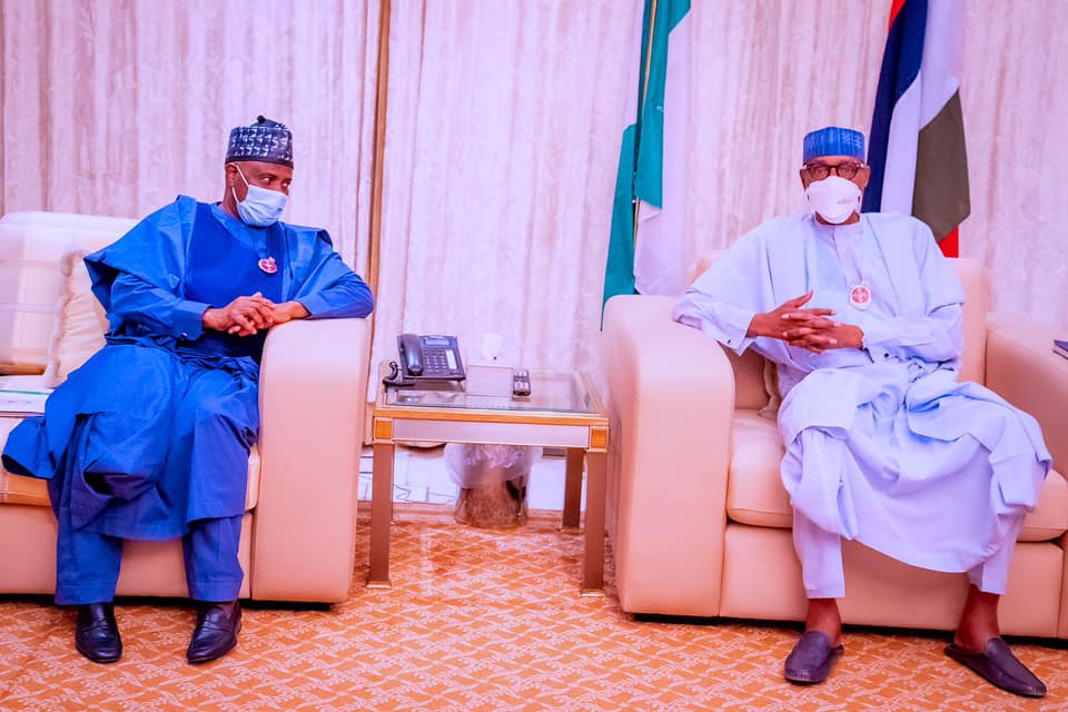 Insecurity: Sokoto Governor, Tambuwal Visits Buhari In Abuja
