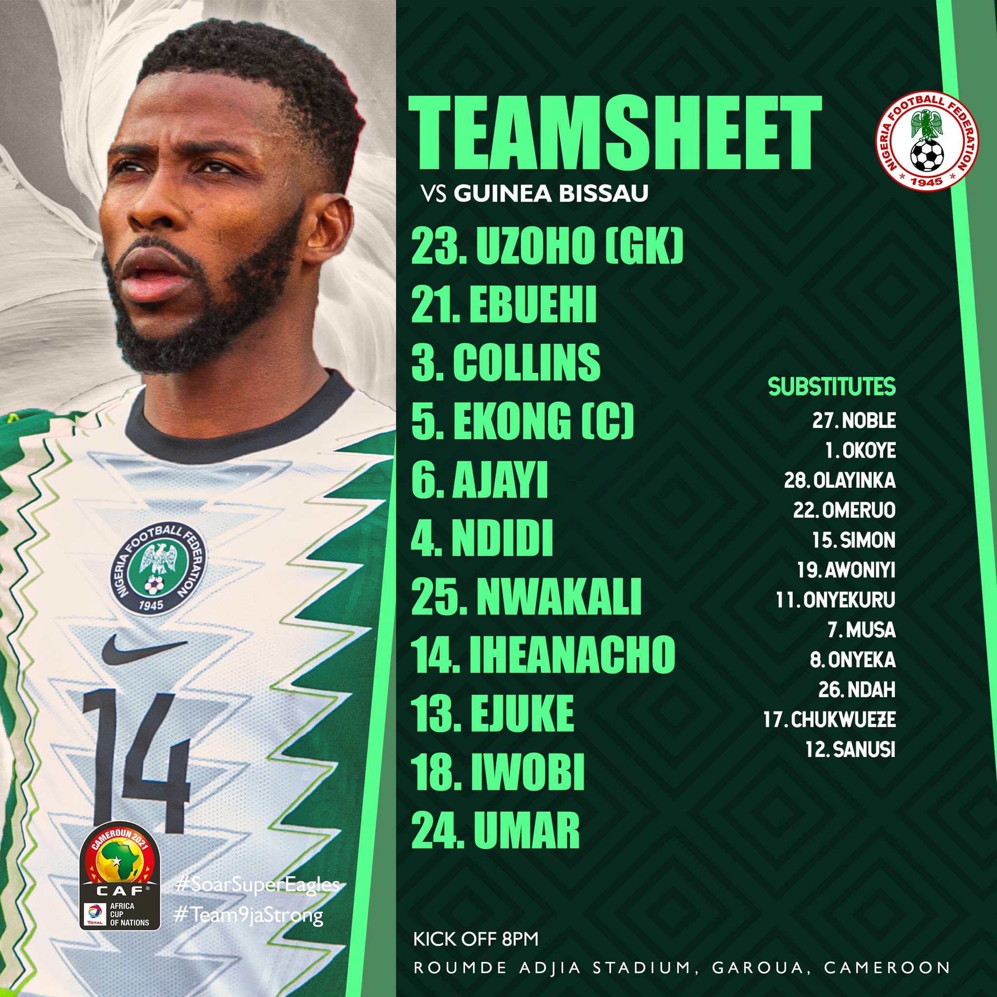 Live Updates: [2021 AFCON] Nigeria Takes On Guinea-Bissau In Final Group Game 0-0